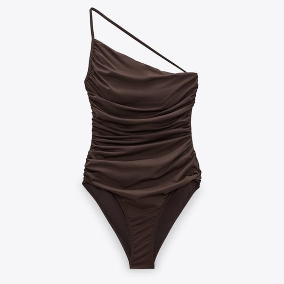 Zara Other - NWT Zara Ruched Asymmetric One Piece Swimsuit